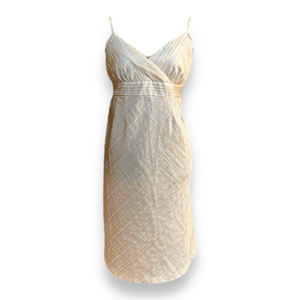 Motherhood Maternity MIDI Dress Size Medium Yellow White Sundress Knee Length